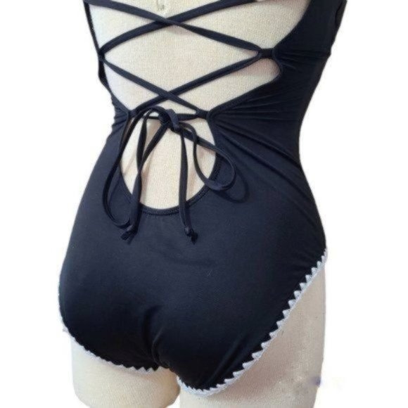 Bar III Women's black/White One-Piece Swimsuit Size L - Picture 11 of 12